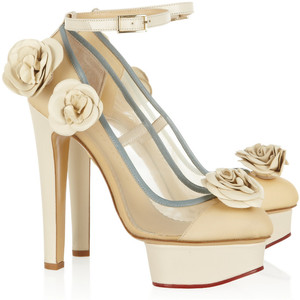 CHARLOTTE OLYMPIA Flora leather and mesh pumps