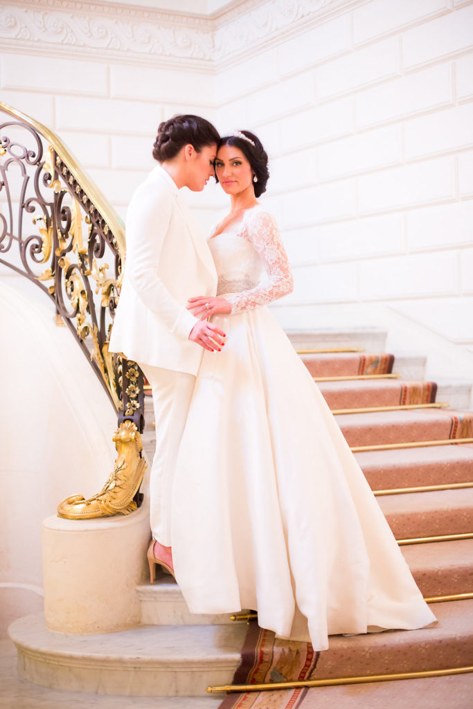 Paris wedding couple Shangri La hotel 